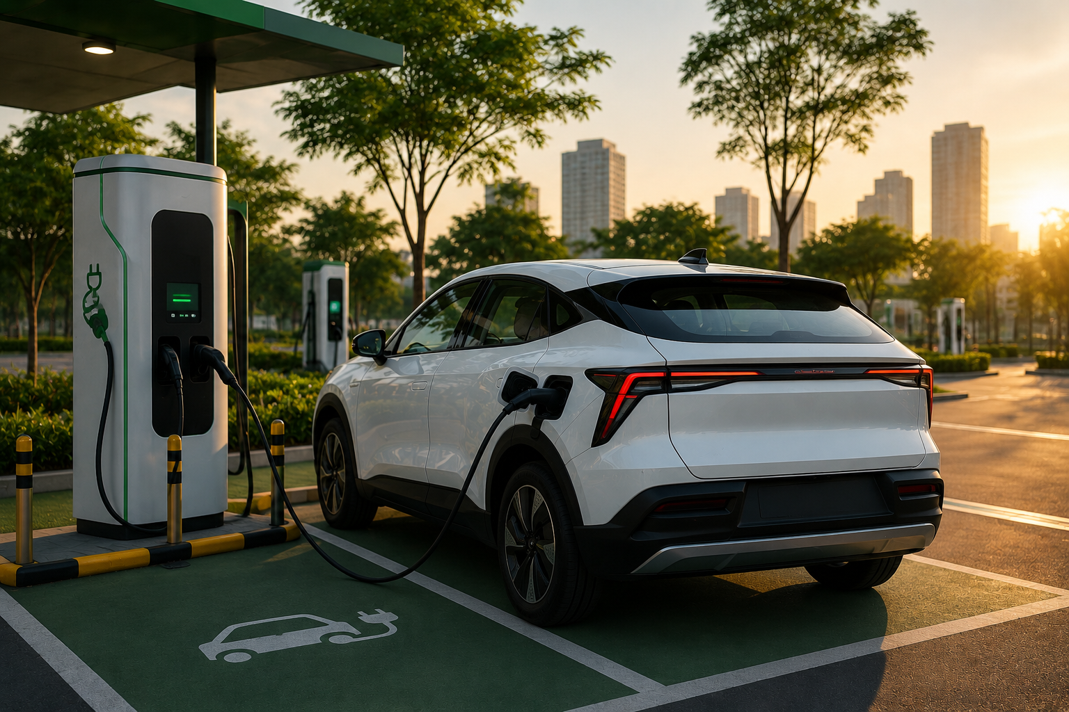 EV getting charged on Public charging point
