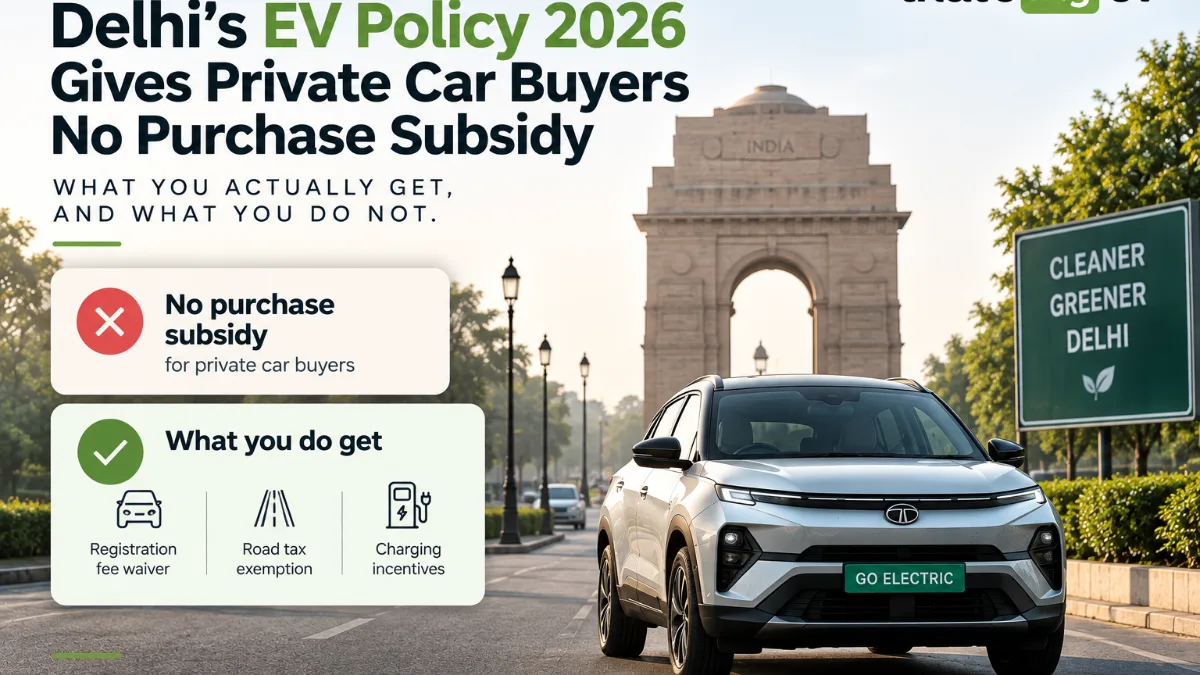 Delhi’s EV Policy 2026 Gives Private Car Buyers No Purchase Subsidy: What You Actually Get, and What You Do Not