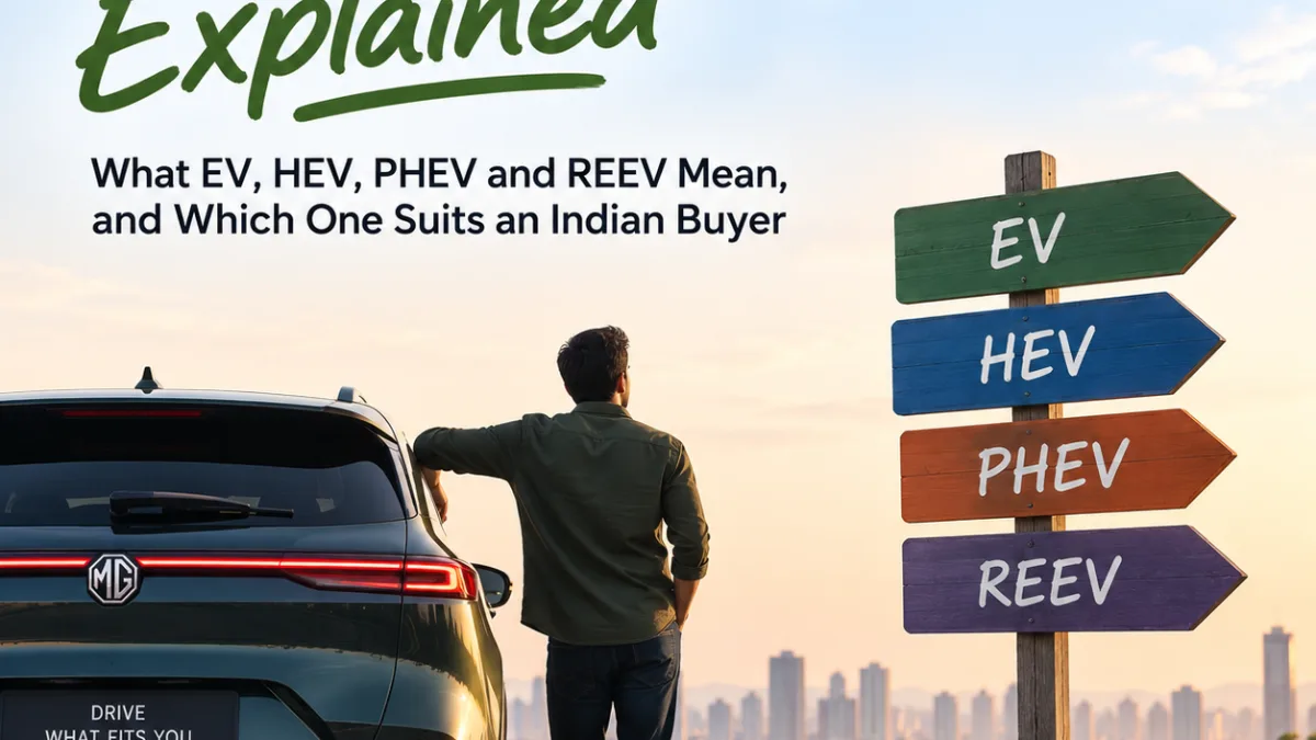 MG ADAPT Explained: What EV, HEV, PHEV and REEV Mean, and Which One Suits an Indian Buyer