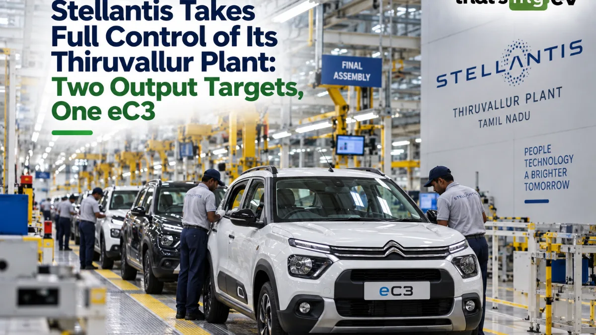 Cars on the assembly line at the Stellantis plant in Thiruvallur, Tamil Nadu