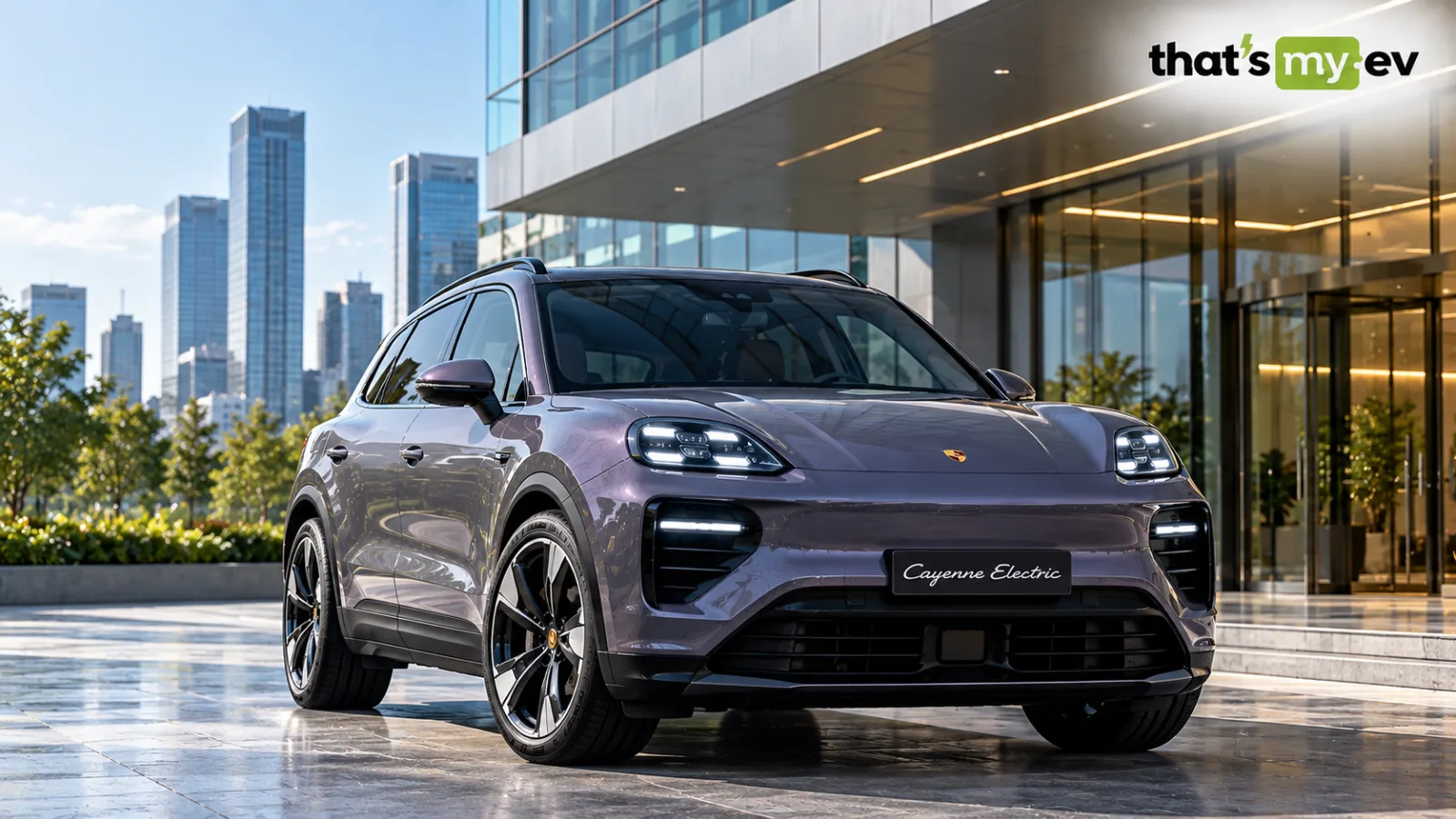 Porsche Cayenne Electric SUV front three-quarter view, official Porsche image