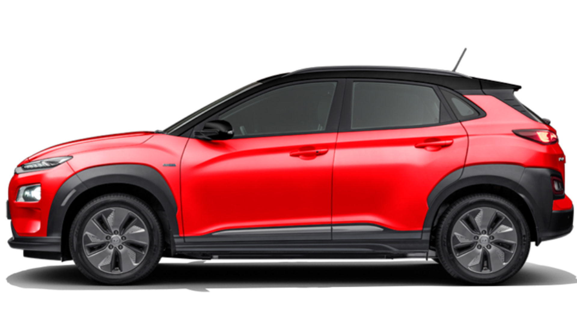 Kona Electric in Fiery Red with Abyss Black