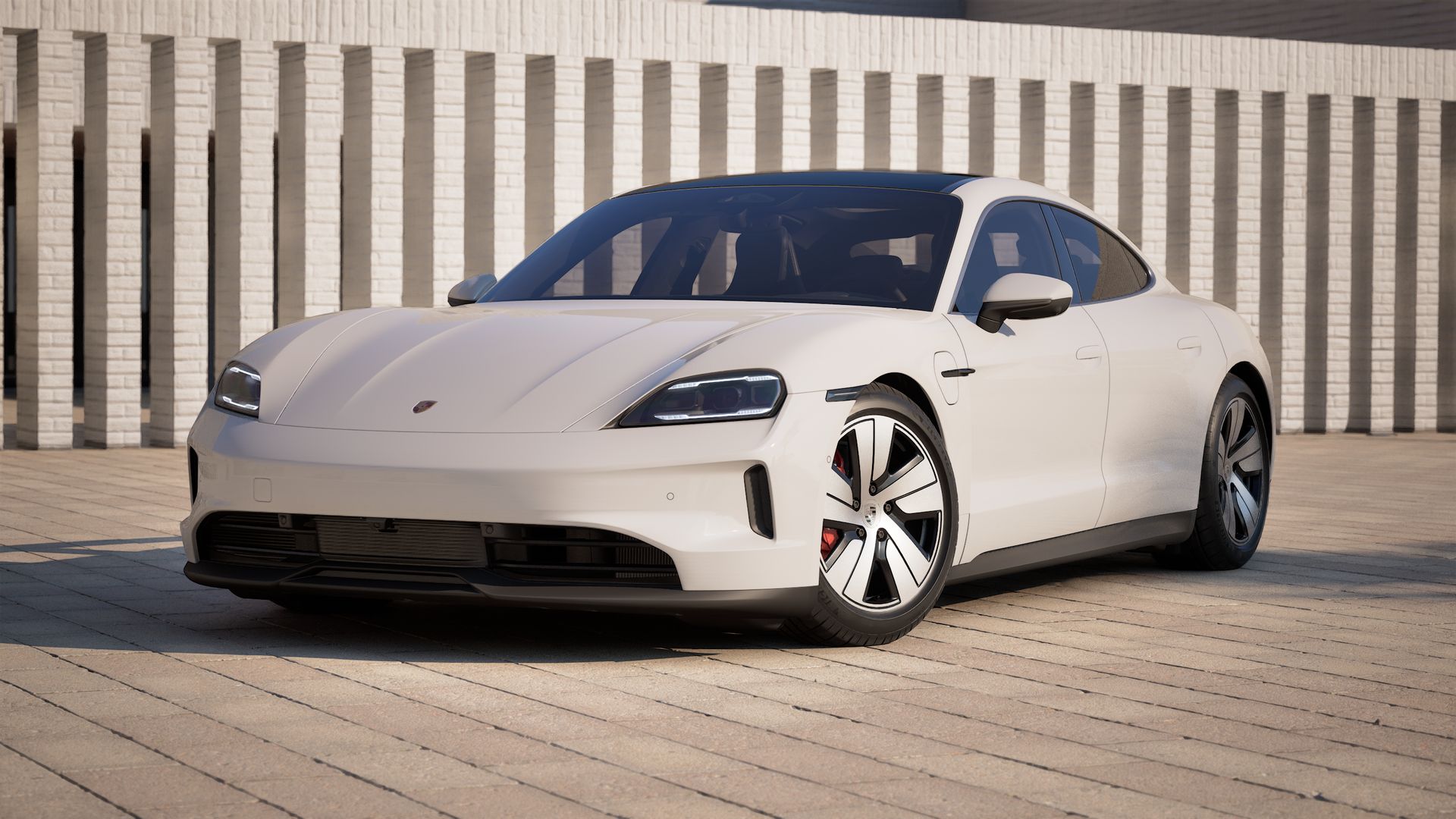 Porsche Taycan — front three-quarter view