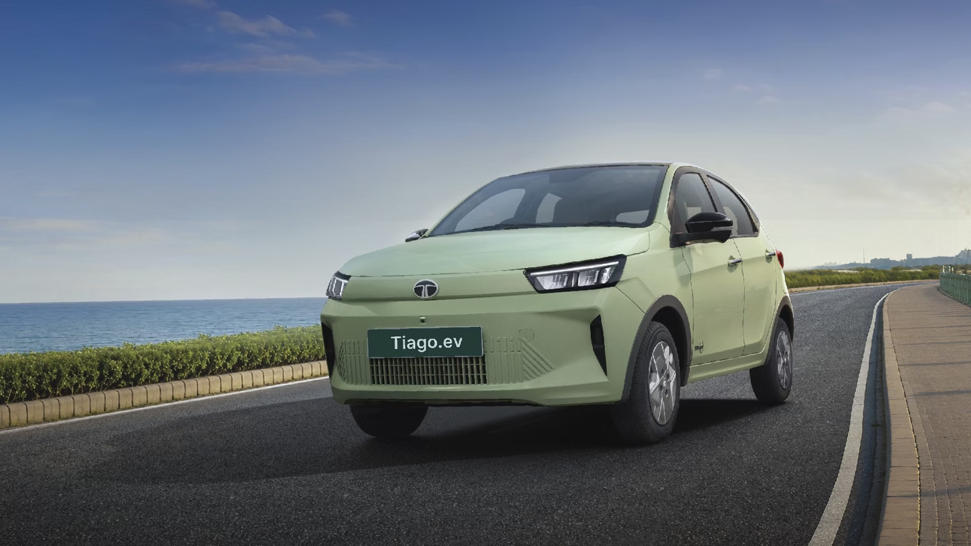 Tata Tiago EV front three-quarter view
